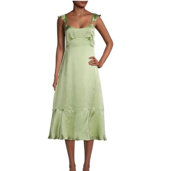 Roller Rabbit Quinn Sleeveless Silk Midi Slip Dress Sage Green Quiet Luxury L - Picture 1 of 15